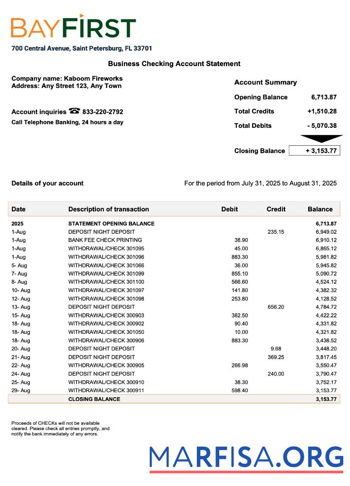 Printable USA Bay First organization statement Word and PDF template